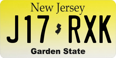 NJ license plate J17RXK