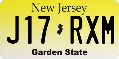 NJ license plate J17RXM