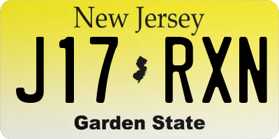 NJ license plate J17RXN