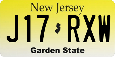 NJ license plate J17RXW