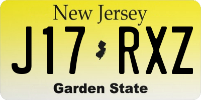 NJ license plate J17RXZ