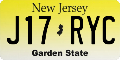 NJ license plate J17RYC