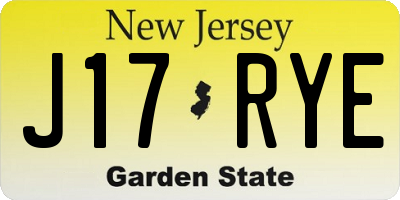 NJ license plate J17RYE
