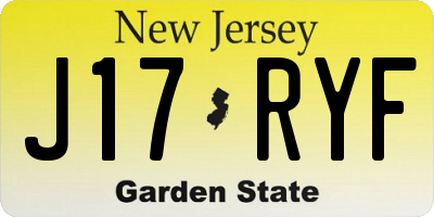 NJ license plate J17RYF