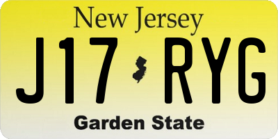 NJ license plate J17RYG