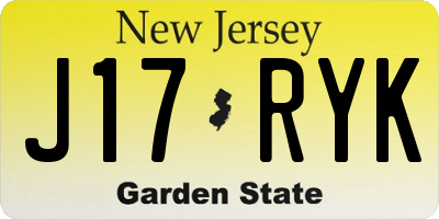 NJ license plate J17RYK