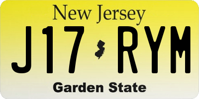NJ license plate J17RYM