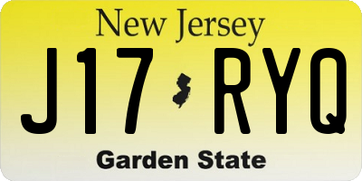 NJ license plate J17RYQ