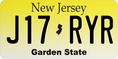 NJ license plate J17RYR