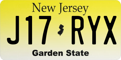 NJ license plate J17RYX