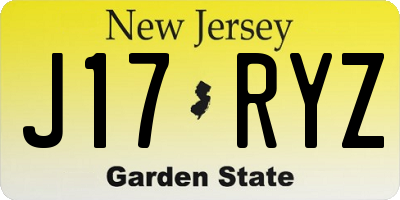 NJ license plate J17RYZ