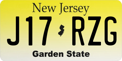 NJ license plate J17RZG