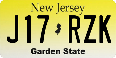 NJ license plate J17RZK