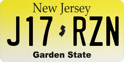 NJ license plate J17RZN