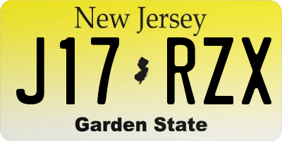 NJ license plate J17RZX