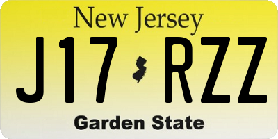 NJ license plate J17RZZ