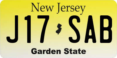 NJ license plate J17SAB