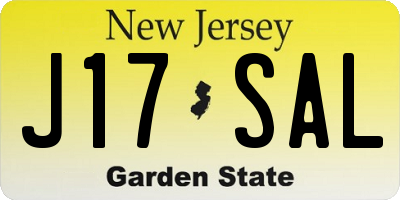 NJ license plate J17SAL