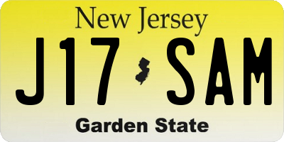 NJ license plate J17SAM