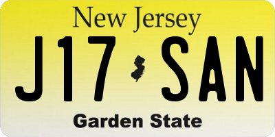 NJ license plate J17SAN