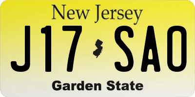 NJ license plate J17SAO