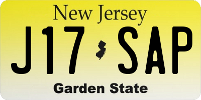 NJ license plate J17SAP