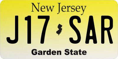 NJ license plate J17SAR