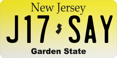 NJ license plate J17SAY