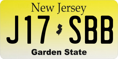 NJ license plate J17SBB