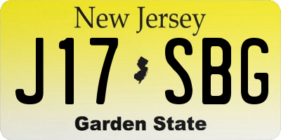 NJ license plate J17SBG