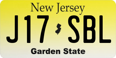 NJ license plate J17SBL