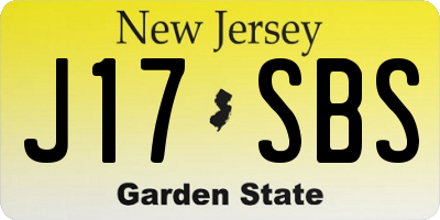NJ license plate J17SBS