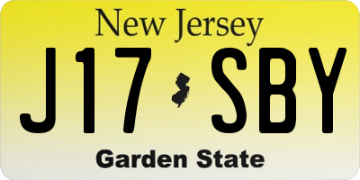 NJ license plate J17SBY