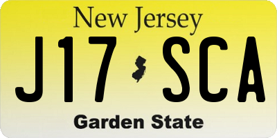 NJ license plate J17SCA