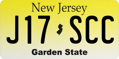 NJ license plate J17SCC