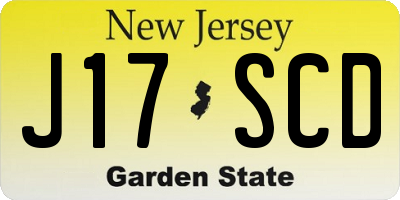 NJ license plate J17SCD