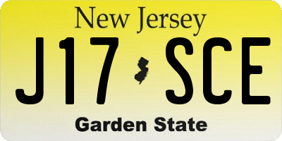 NJ license plate J17SCE