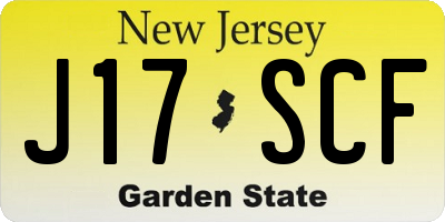 NJ license plate J17SCF