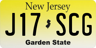 NJ license plate J17SCG