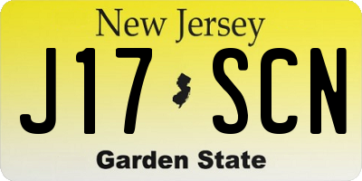 NJ license plate J17SCN