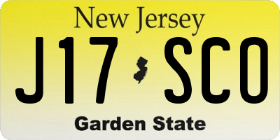 NJ license plate J17SCO