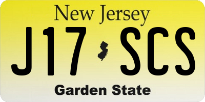 NJ license plate J17SCS