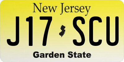 NJ license plate J17SCU