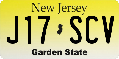 NJ license plate J17SCV