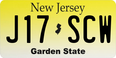 NJ license plate J17SCW