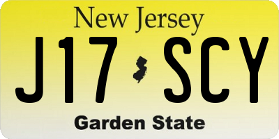 NJ license plate J17SCY
