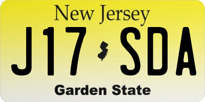 NJ license plate J17SDA