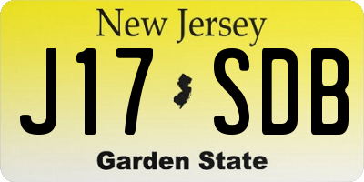 NJ license plate J17SDB