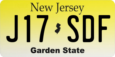 NJ license plate J17SDF