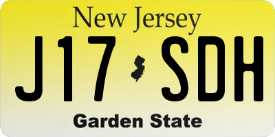 NJ license plate J17SDH